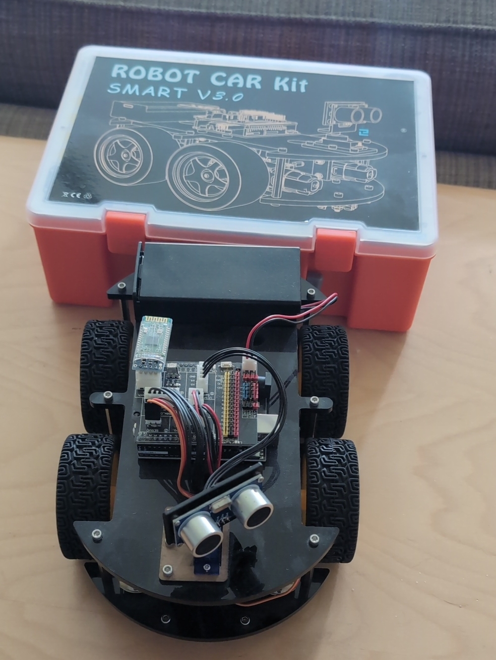 Lego Robot Car Kit with Black Chassis and Orange Case